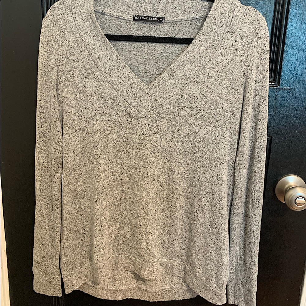 Beautiful Sophisticated Soft Grey V-neck Sweater